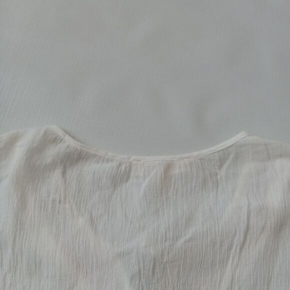 Hailey & Co. White Embroidered Bohohemian Fringe Tassel Blouse Women's Medium - Picture 11 of 12